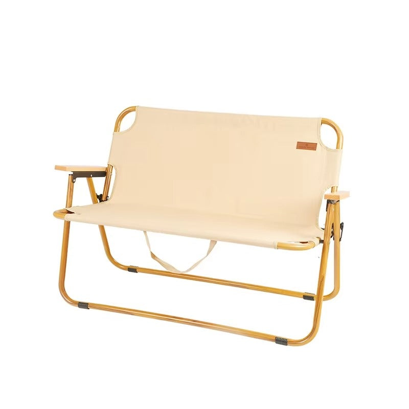 Outdoor Foldable Chair JWW-011 – Aluminum Alloy (Wood Grain), Double Seats, Portable, for Camping/Beach