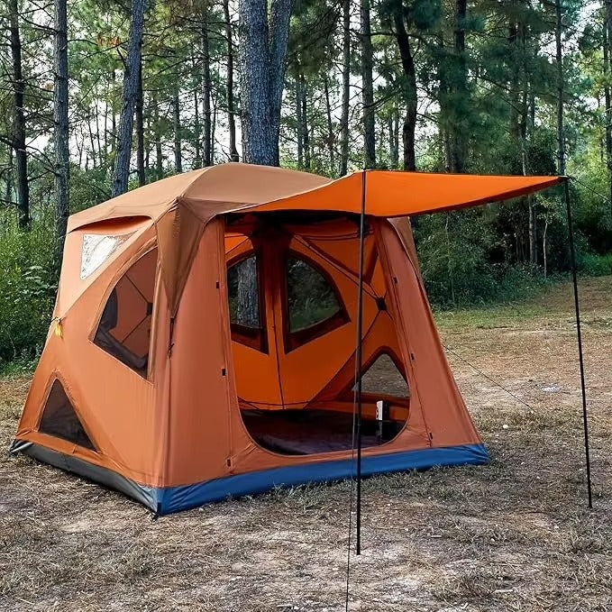 OEM Custom 4-Person Outdoor Camping Tent – Waterproof, Sunproof, Mesh Ventilated Instant Pop-Up Hub Tent