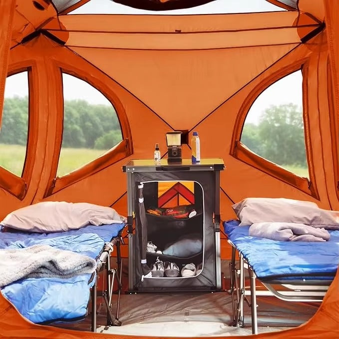 OEM Custom 4-Person Outdoor Camping Tent – Waterproof, Sunproof, Mesh Ventilated Instant Pop-Up Hub Tent