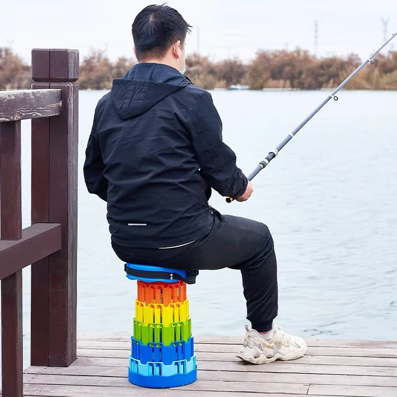 Outdoor Folding Stool JWW-029 – Plastic, Portable Adjustable Telescopic, for Camping/Beach/Fishing