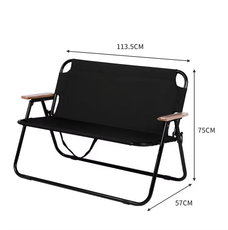 Outdoor Foldable Chair JWW-011 – Aluminum Alloy (Wood Grain), Double Seats, Portable, for Camping/Beach