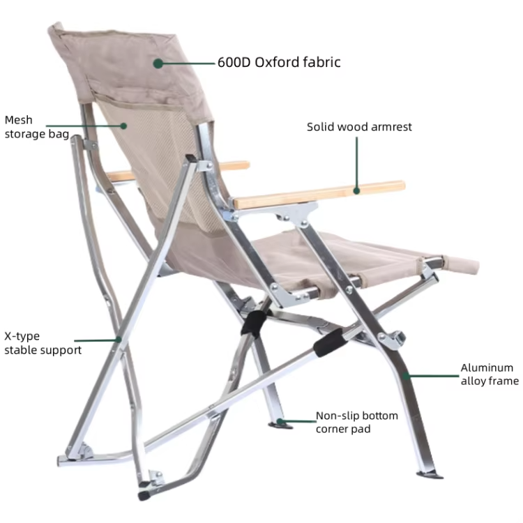 Outdoor Folding Chair JWW-033 – Aluminum Alloy, Portable, for Camping/Beach/Fishing