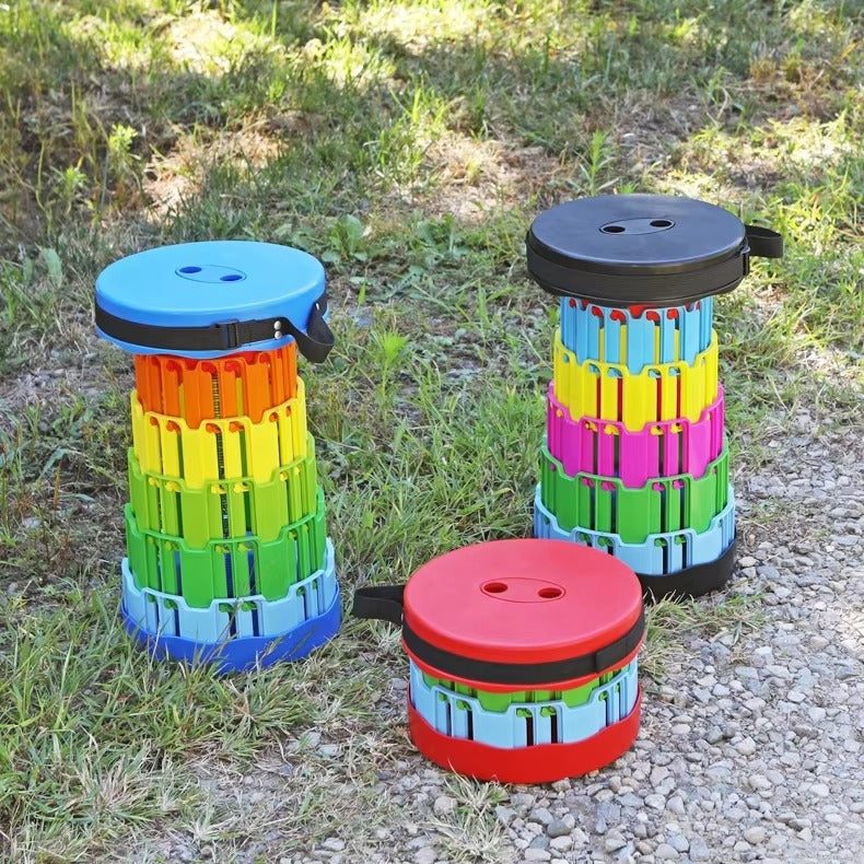 Outdoor Folding Stool JWW-029 – Plastic, Portable Adjustable Telescopic, for Camping/Beach/Fishing