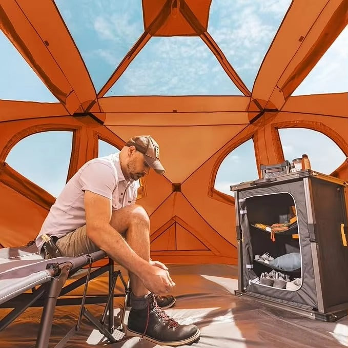 OEM Custom 4-Person Outdoor Camping Tent – Waterproof, Sunproof, Mesh Ventilated Instant Pop-Up Hub Tent