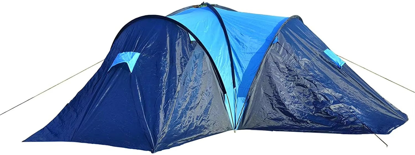 Ultralight Blue 10-Person Camping Tent – 4-Season, 3 Inner Rooms, Windproof, Waterproof, Aluminum Pole