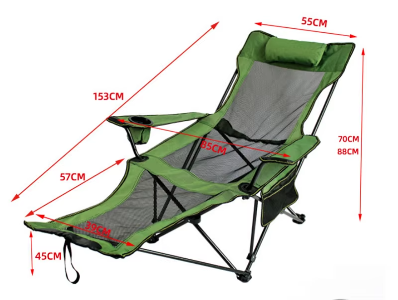 Portable Outdoor Chair JWW-019 – Metal, Foldable Sofa Bed Style, Adjustable, for Beach/Lawn/Camping