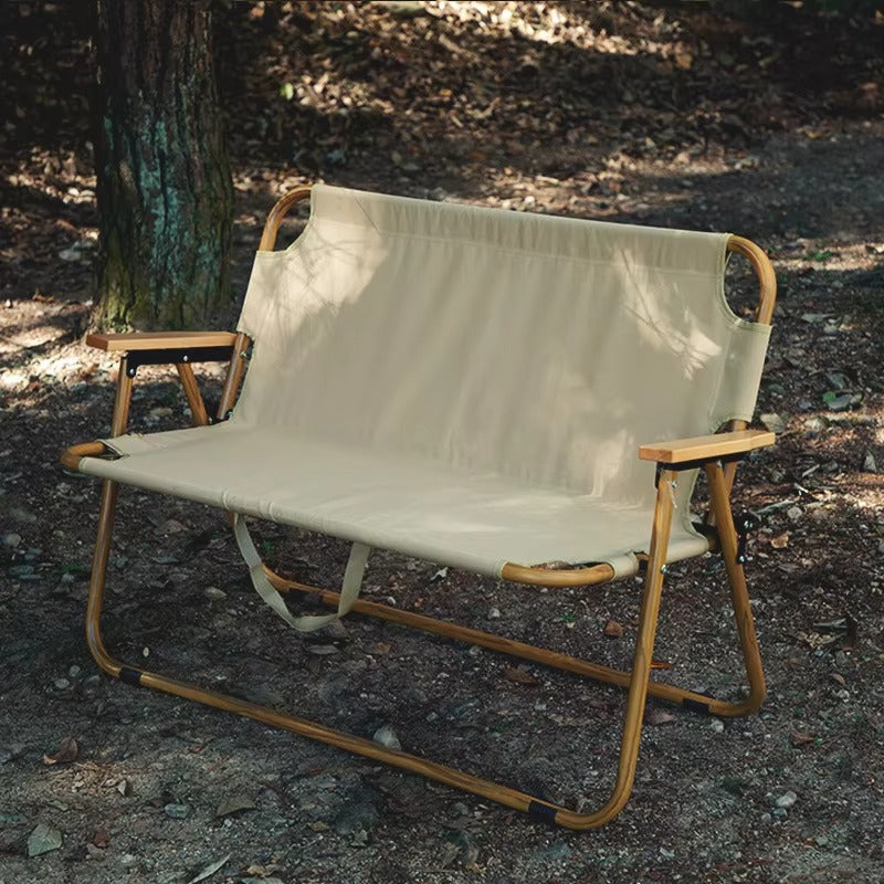 Outdoor Foldable Chair JWW-011 – Aluminum Alloy (Wood Grain), Double Seats, Portable, for Camping/Beach