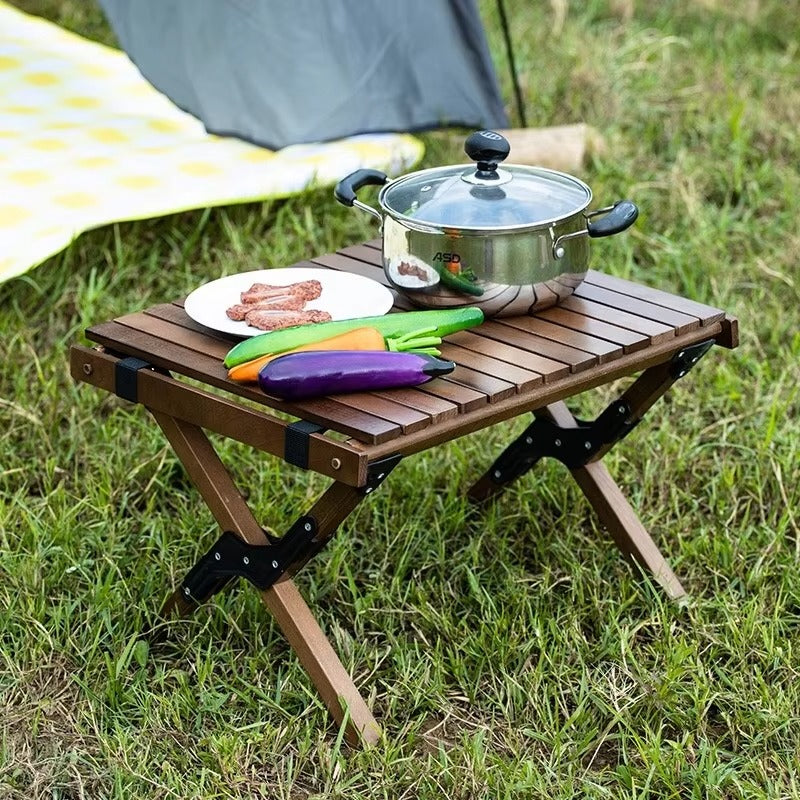 Outdoor Luxury Folding Egg Roll Table JWW-004 – Wooden, for Picnic/Camping