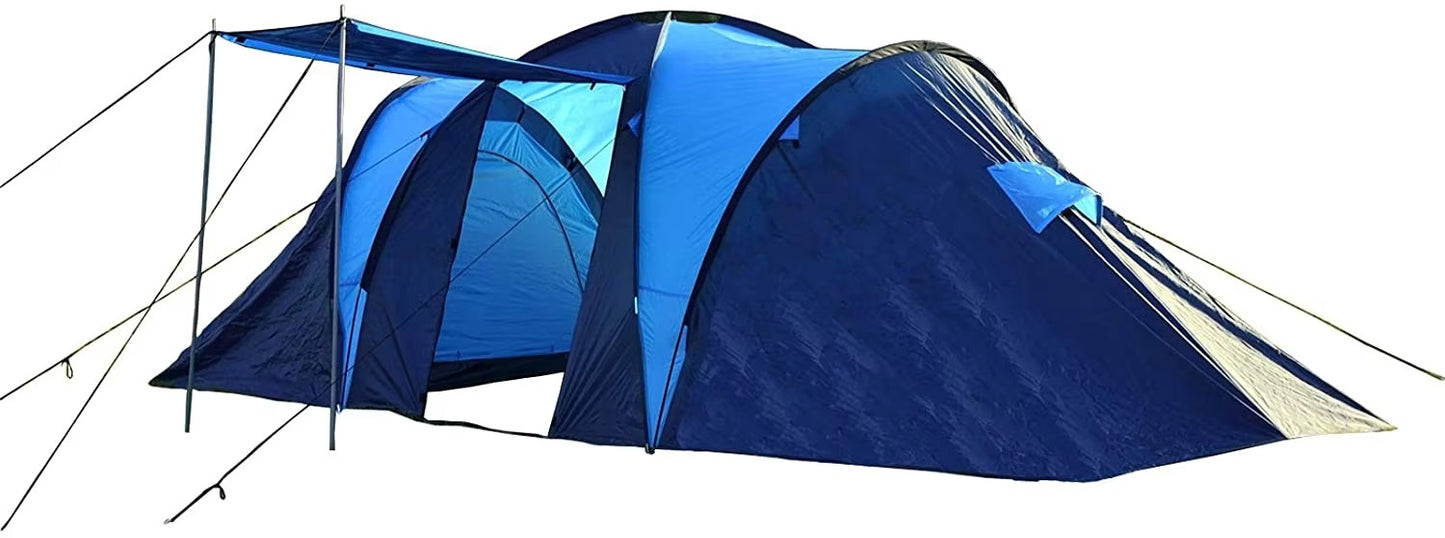 Ultralight Blue 10-Person Camping Tent – 4-Season, 3 Inner Rooms, Windproof, Waterproof, Aluminum Pole
