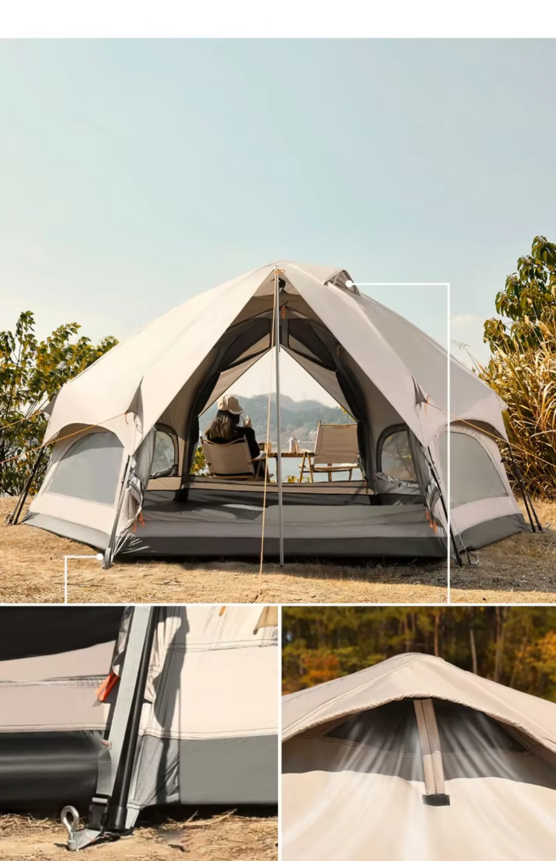 OEM Custom 5-8 Person One-Touch Tent – 210D Silver-Coated, Sun-Protective, Automatic Outdoor Camping Tent